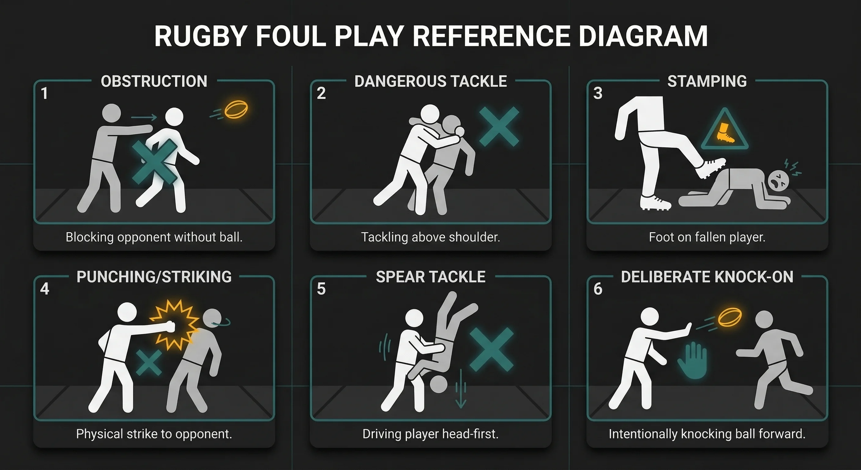 Common foul play types: obstruction, dangerous play, and misconduct