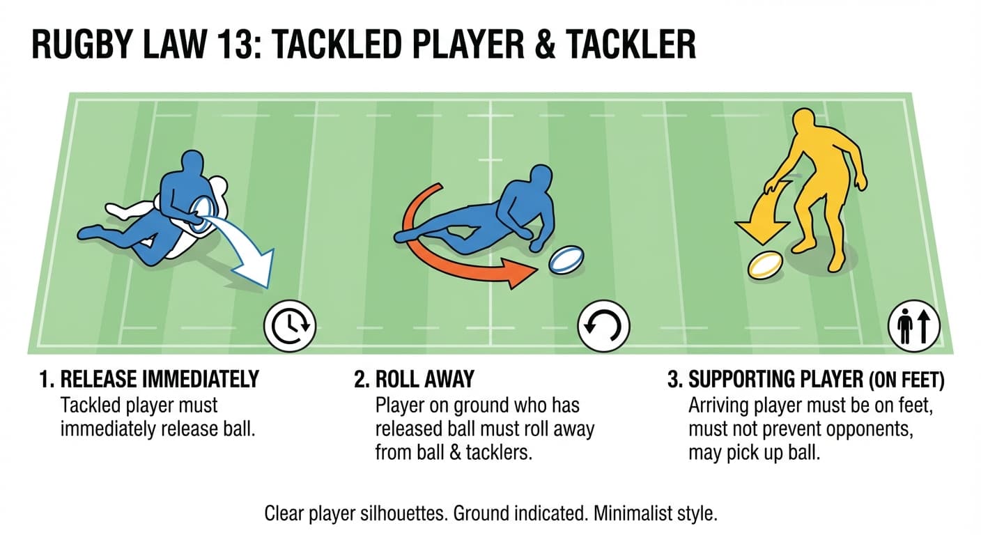 Ball carrier on ground: immediate release and support player duties