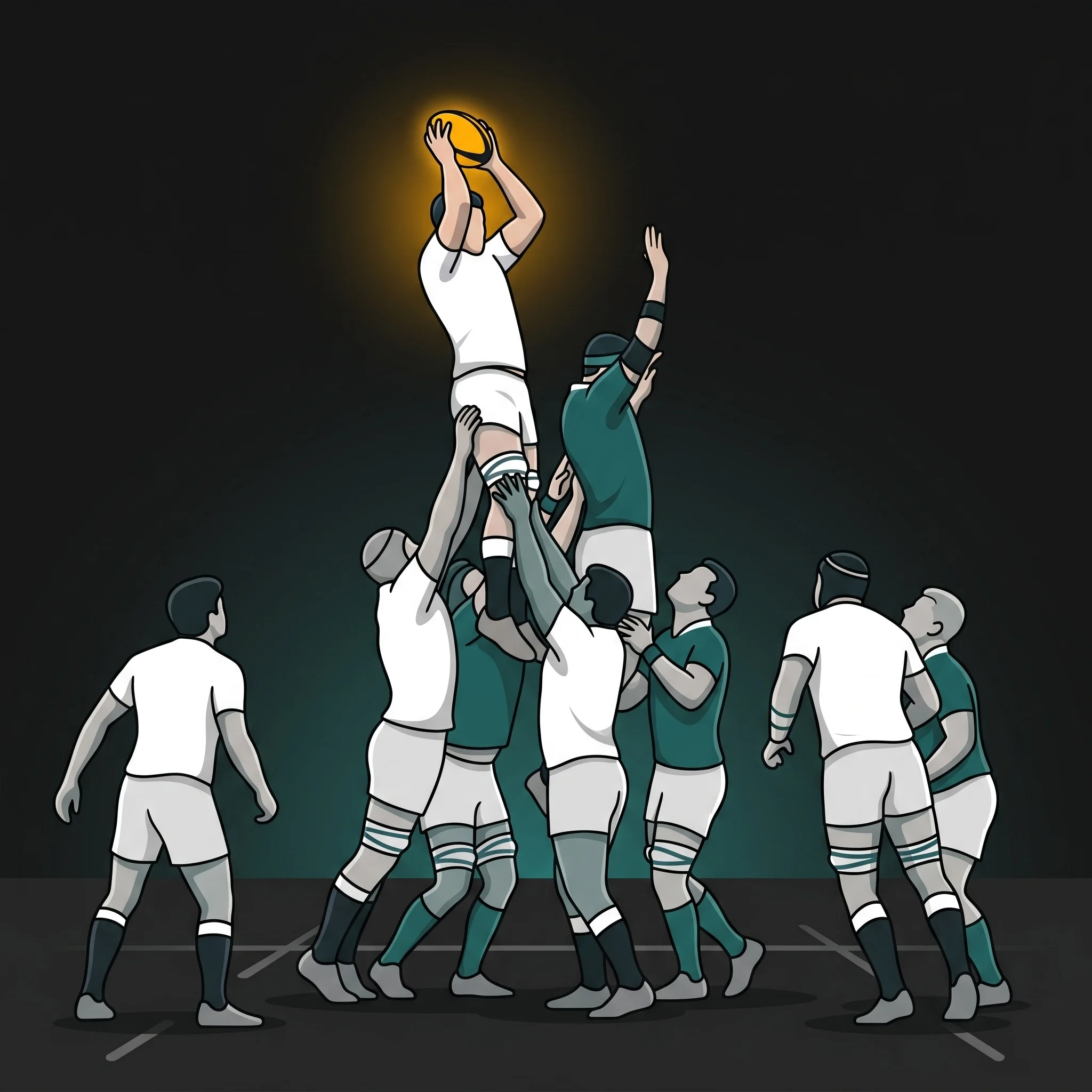 Lineout formation: positions, throwing, and offside lines
