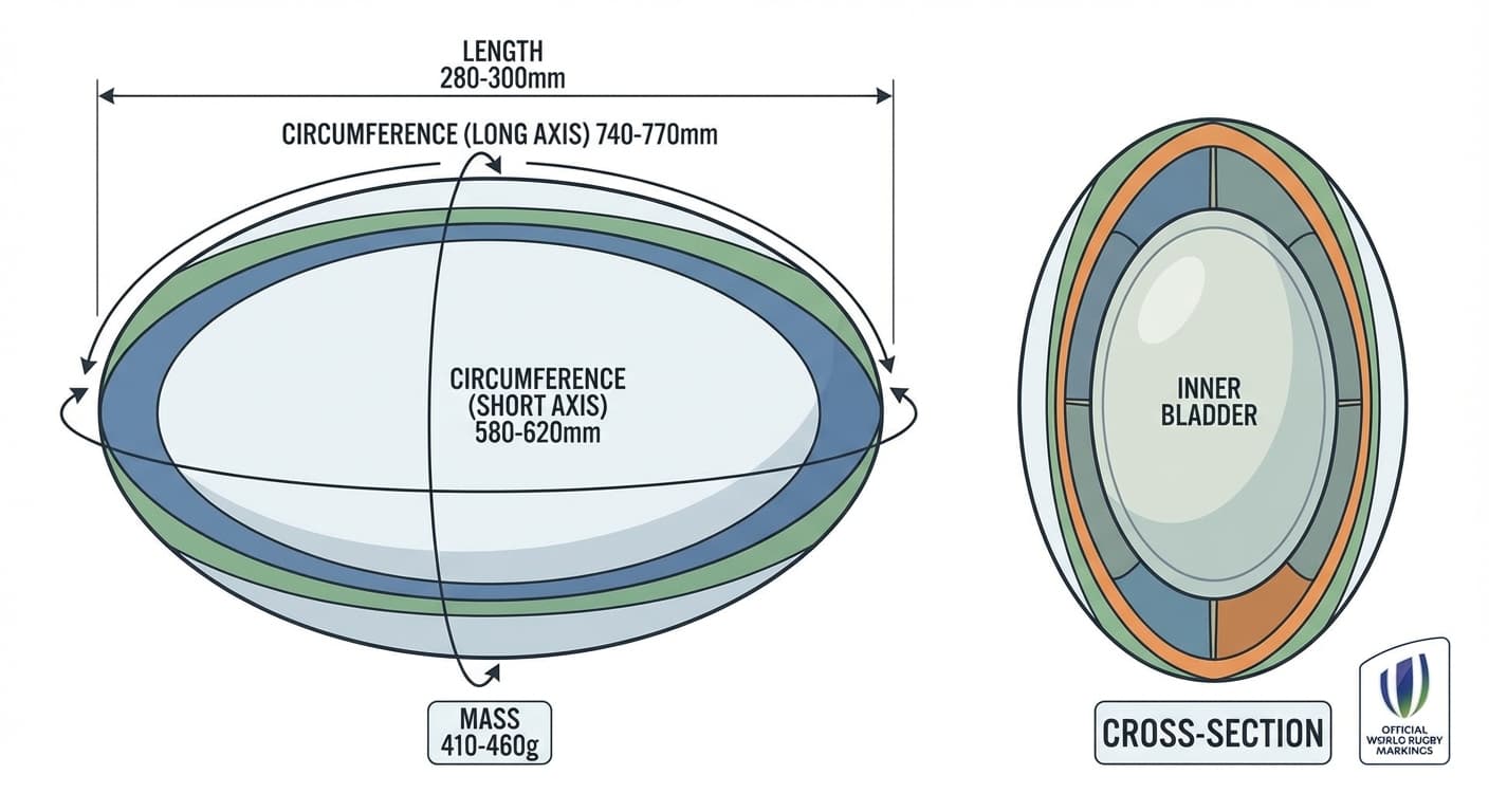 Official rugby ball dimensions and shape