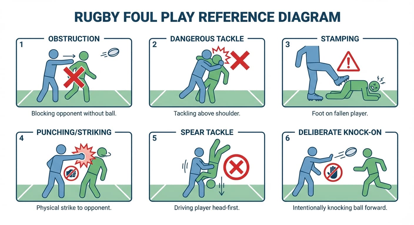 Common foul play types: obstruction, dangerous play, and misconduct