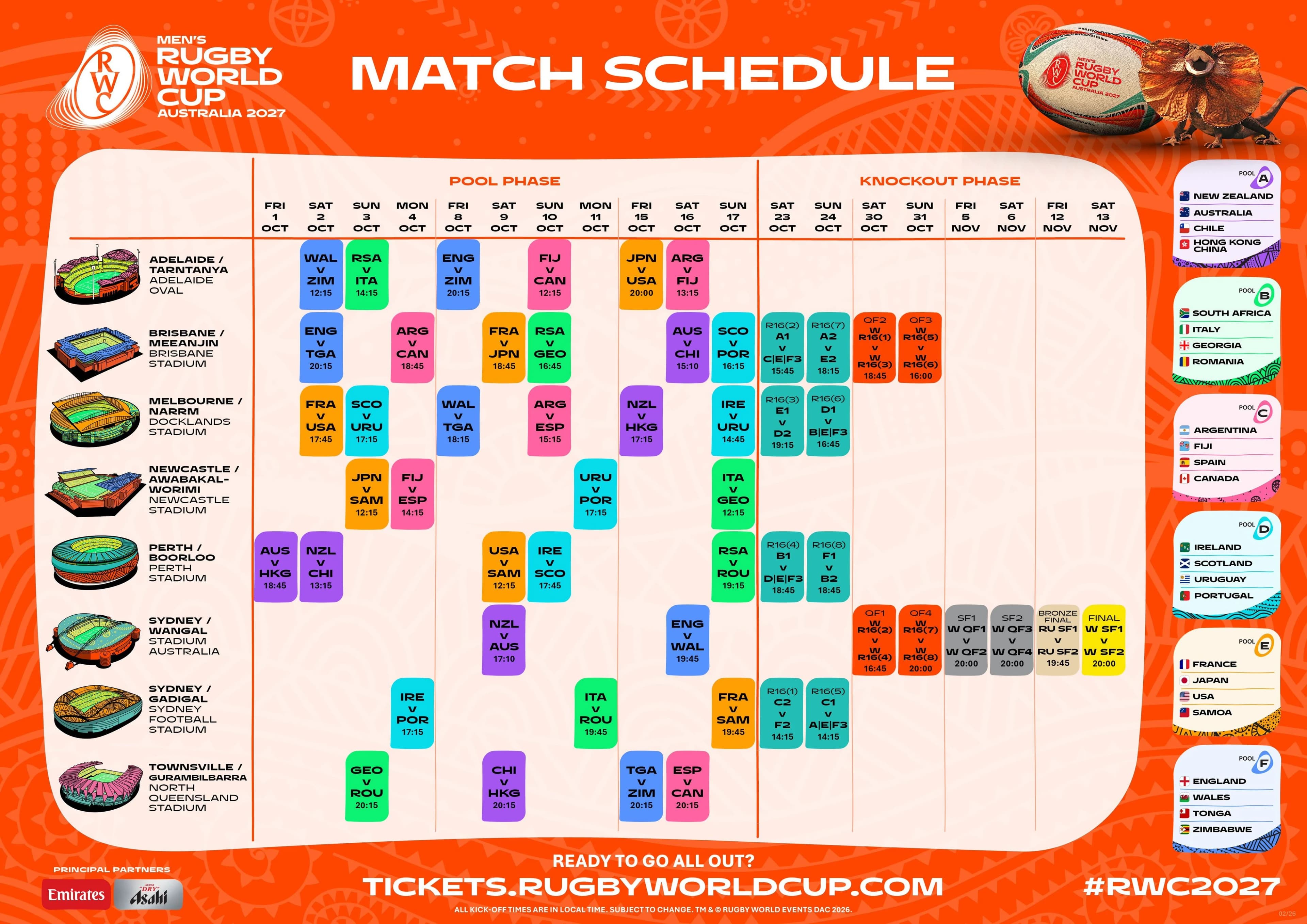 RWC 2027 full match schedule