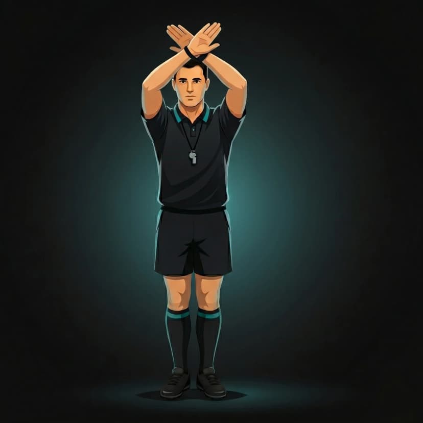 Bleeding Wound: referee signals a player must leave the field to receive treatment