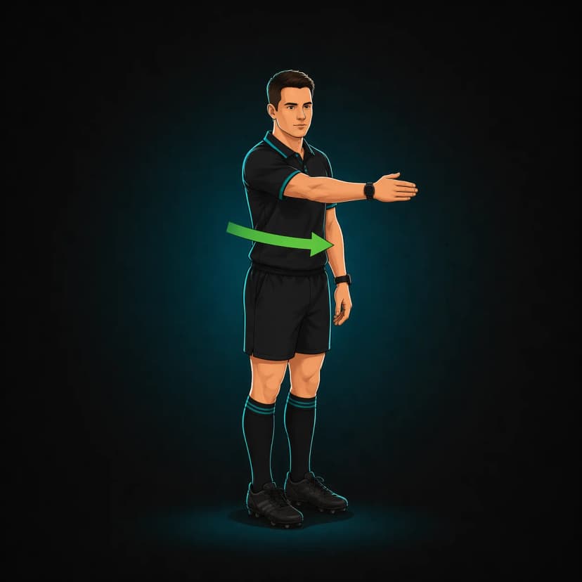Entering Tackle from Wrong Direction: referee signals a player joined the tackle from an illegal angle