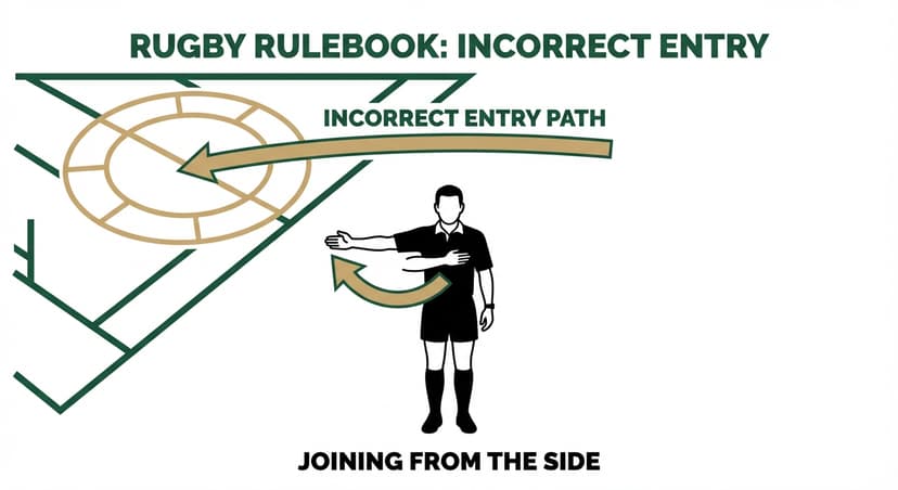 Joining Ruck from Side: referee sweeps one arm from the side toward the ruck