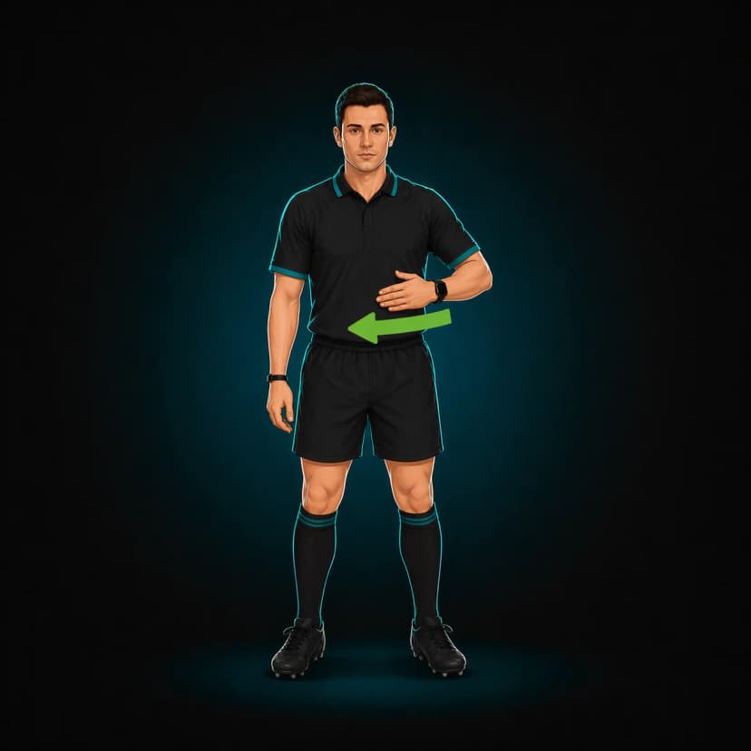 Joining Ruck from Side: referee sweeps one arm from the side toward the ruck