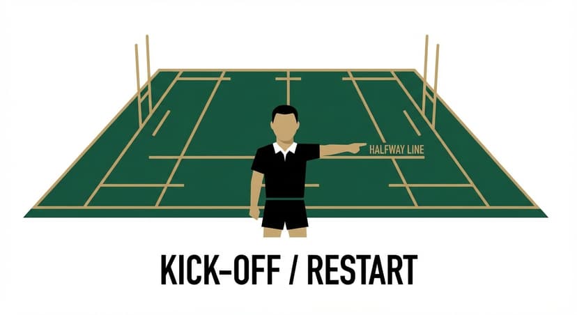 Kick-off / Restart: referee points horizontally in direction of play