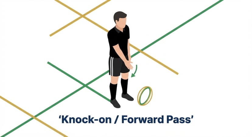 Knock-on or Throw Forward: referee taps one knee with one hand