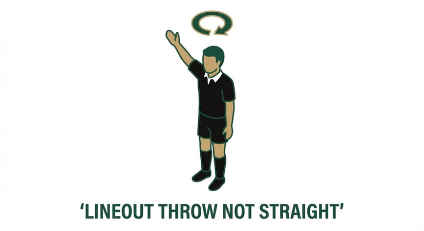 Lineout Throw Not Straight: referee tilts one arm above the head to the side