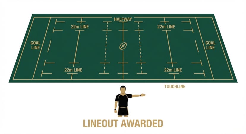 Lineout Awarded: referee extends one arm perpendicular to the touchline