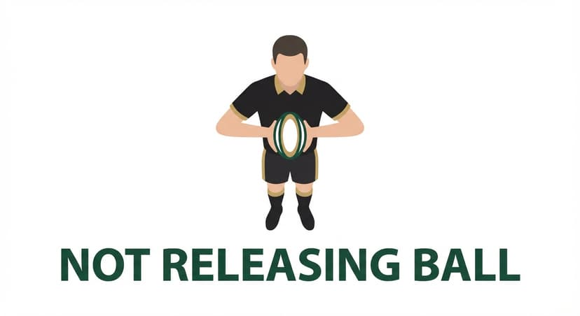 Not Releasing Ball After Tackle: referee holds both hands with ball between them