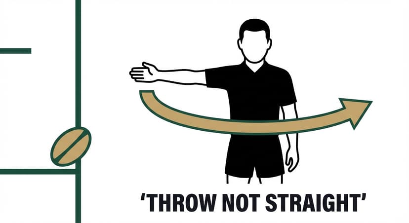 Throw Not Straight: referee sweeps one arm in a horizontal arc across the body