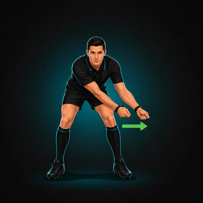 Throw Not Straight at Scrum: referee sweeps one arm in a horizontal arc across the body