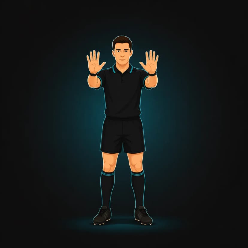 Offside Under 10-Metre Law: referee signals a player is not 10 metres from the kicker