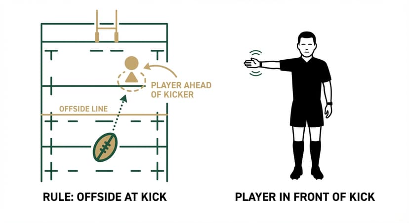 Player in Front of Kick: referee extends one arm forward and waves the hand