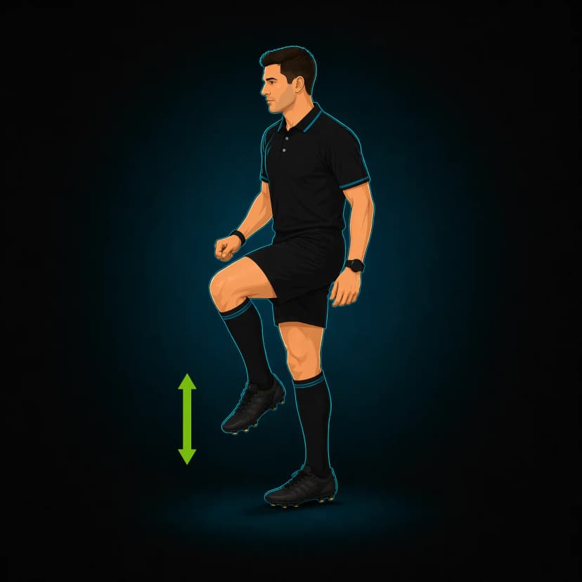 Stamping: referee signals treading on a player on the ground