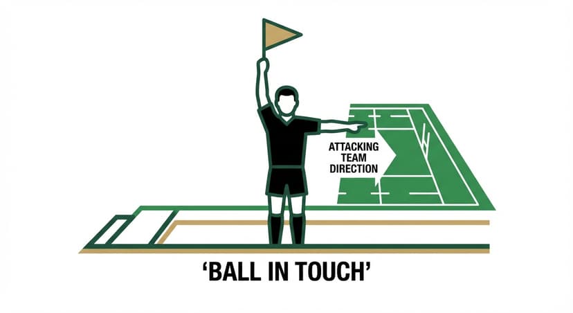 Ball or Player in Touch: touch judge raises flag above head and points direction