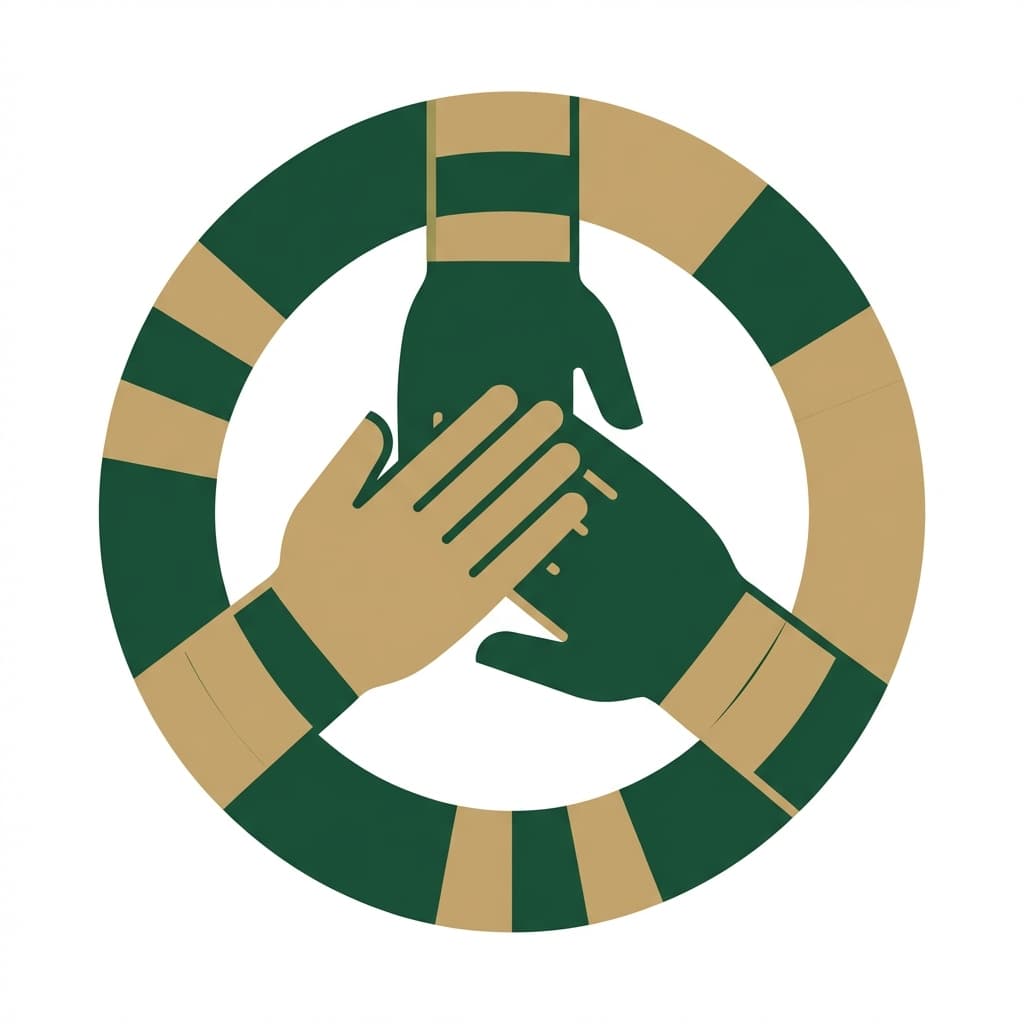 Solidarity: linked hands symbolising teamwork and unity