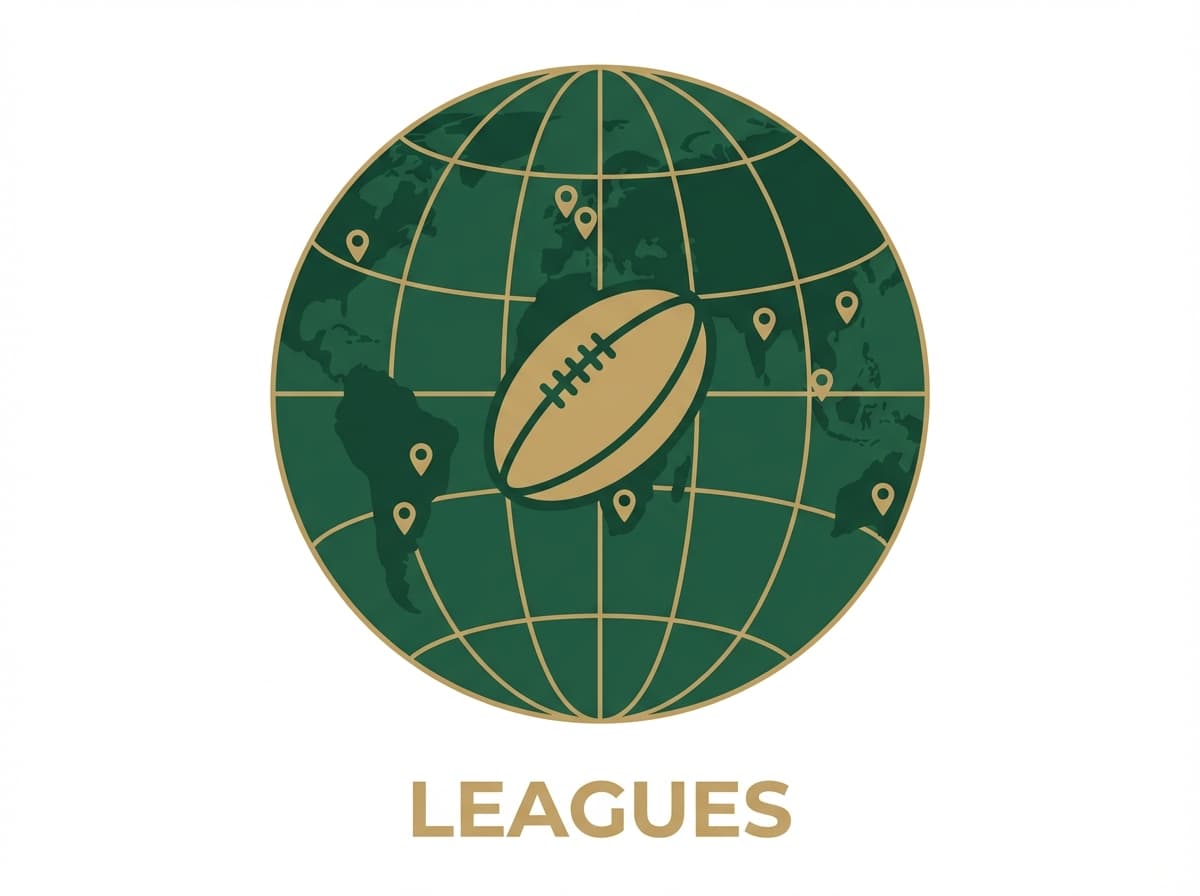 Leagues — globe showing worldwide rugby competitions