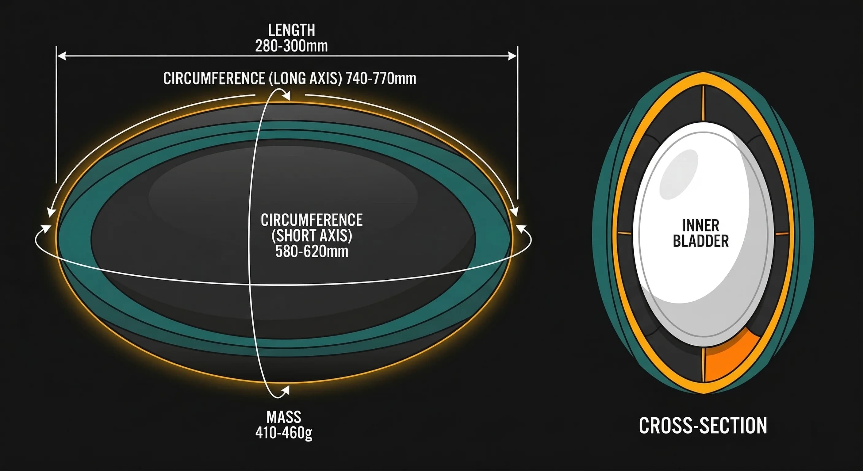 Official rugby ball dimensions and shape