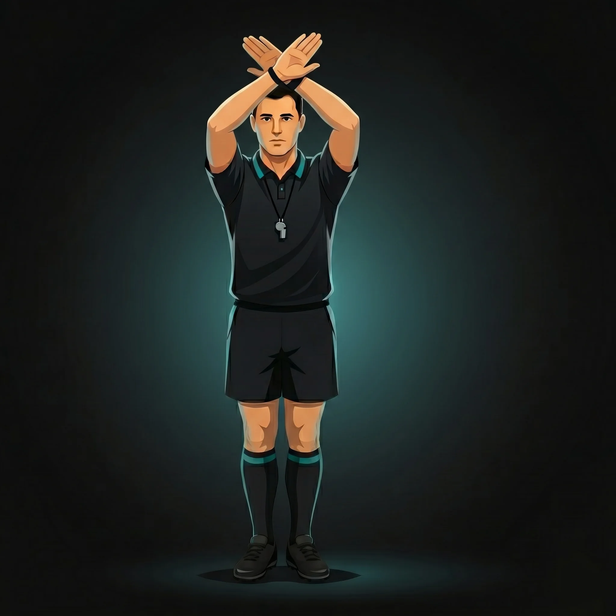 Bleeding Wound: referee signals a player must leave the field to receive treatment