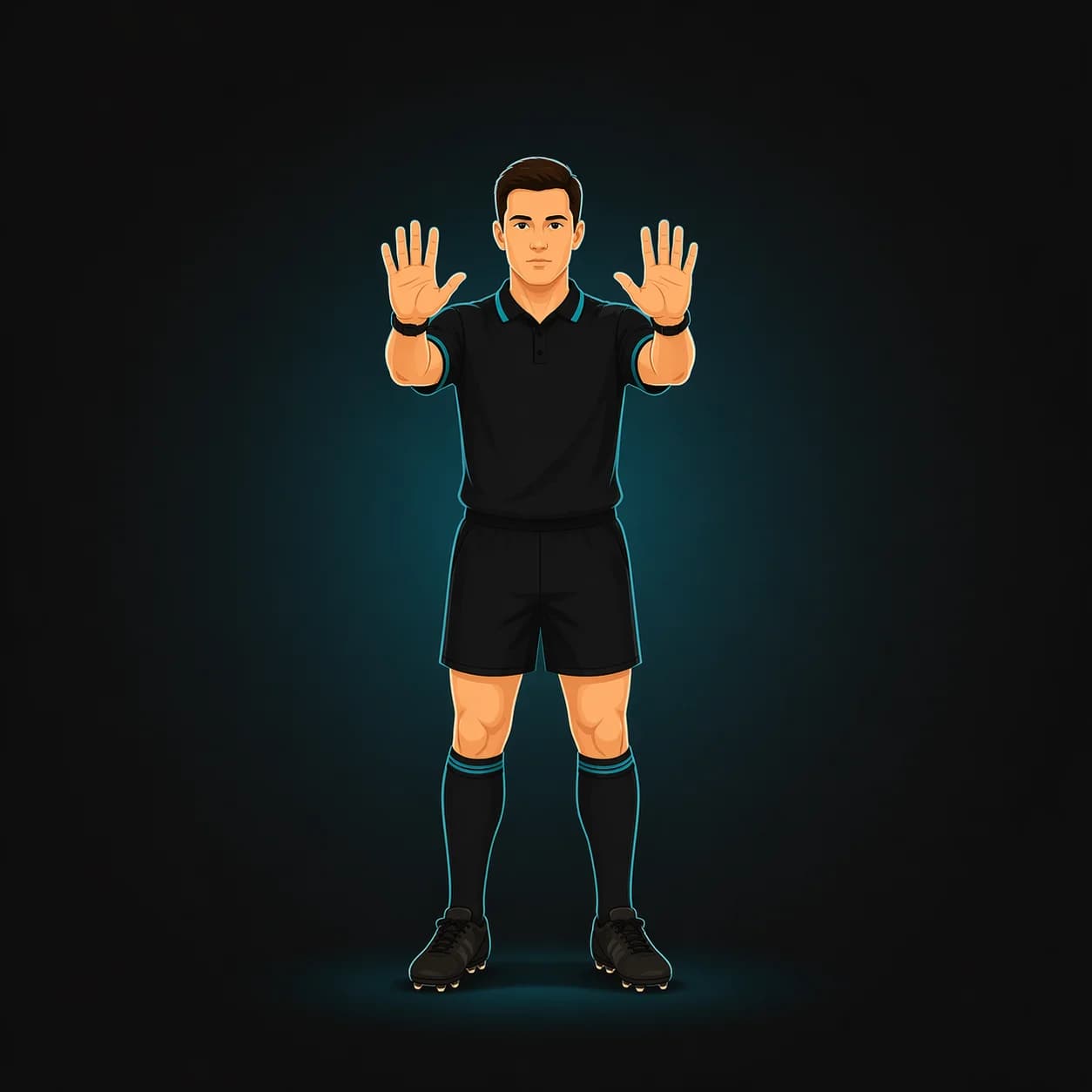Offside Under 10-Metre Law: referee signals a player is not 10 metres from the kicker