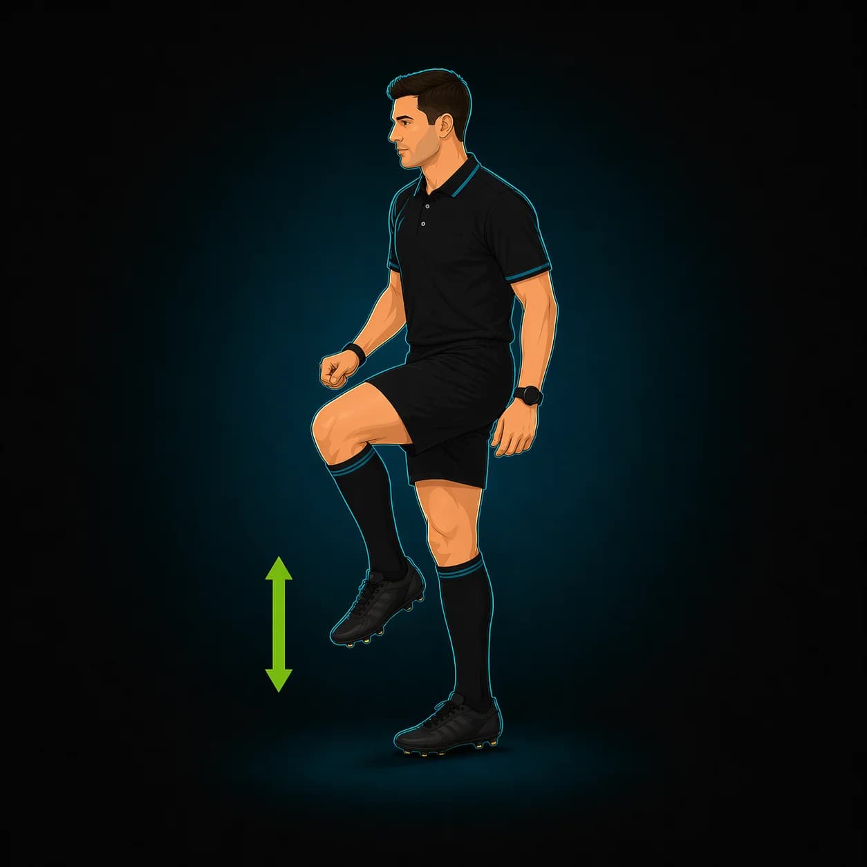 Stamping: referee signals treading on a player on the ground