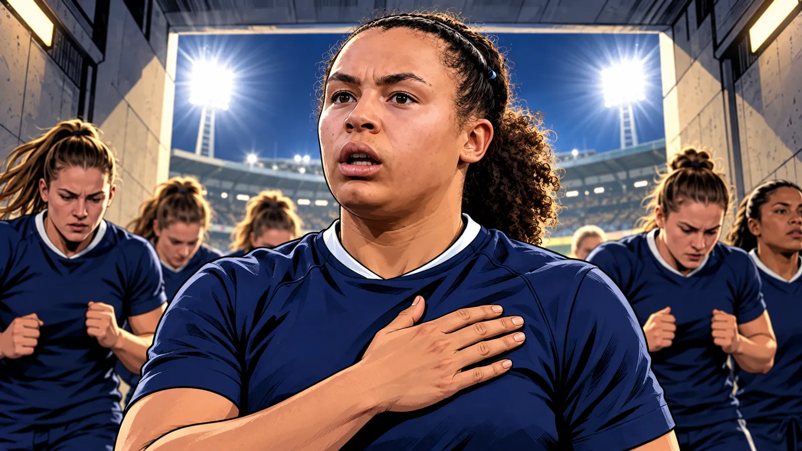 A comic-style rugby illustration of the Scotland home kit.