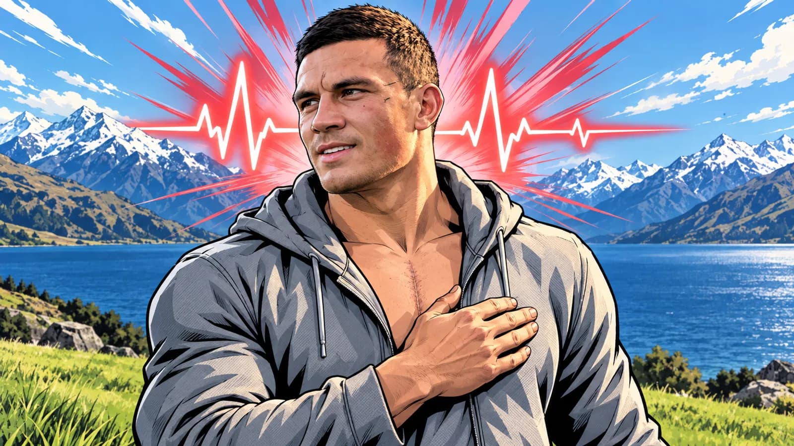 A comic-style rugby illustration of the story.