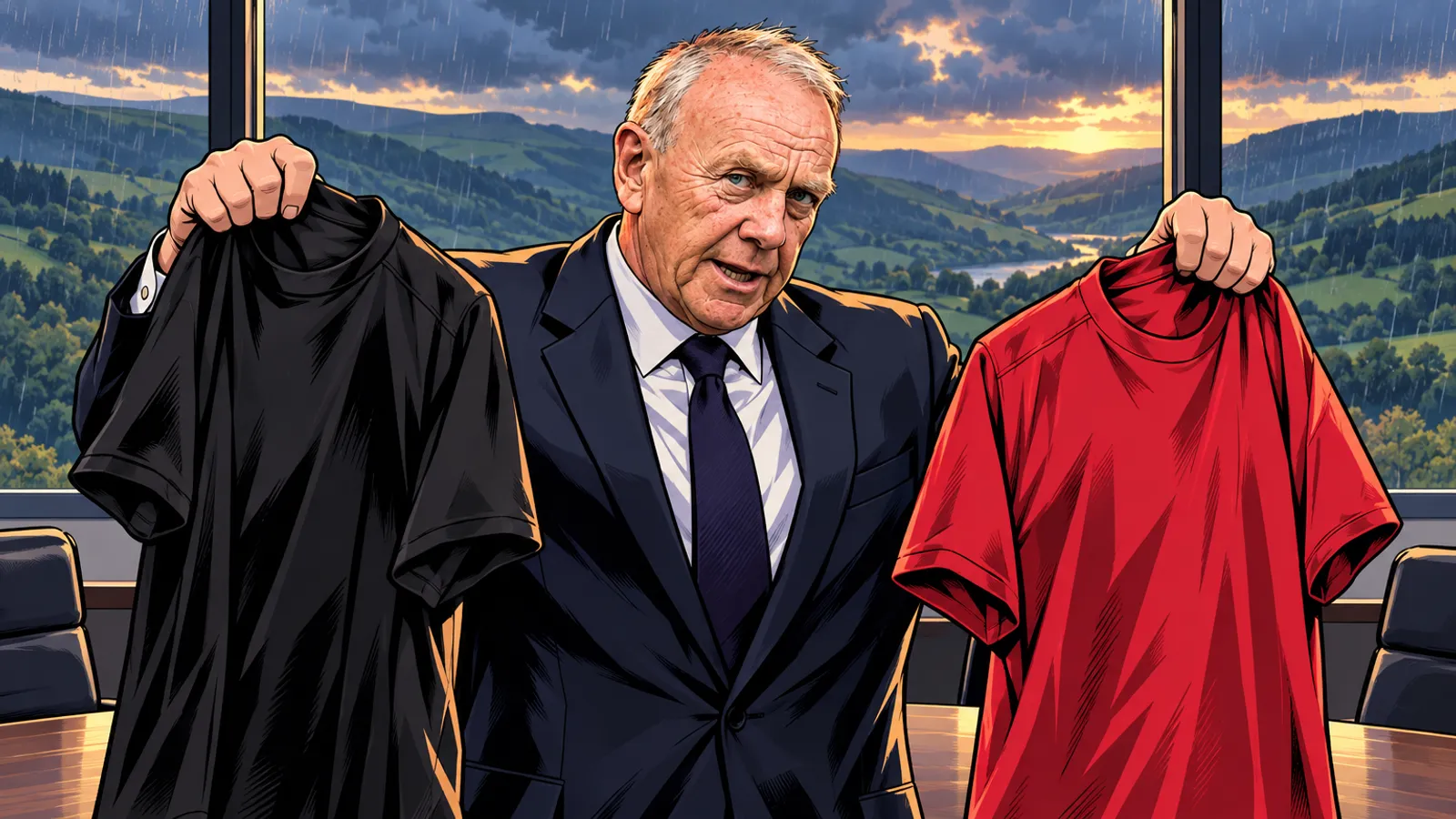 A comic-style rugby illustration of the Ospreys home kit.